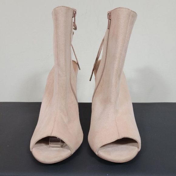 Asos Nude Suede Peep Toe Side Zip Heels Size 6 - Picture 2 of 12